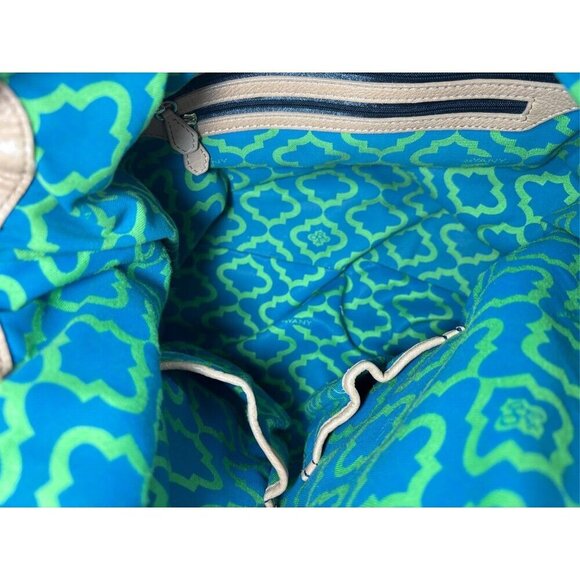 Oryany Adele Colorblock Tan & Brown Pebbled Leather Hobo Shoulder Handbag - Picture 12 of 14